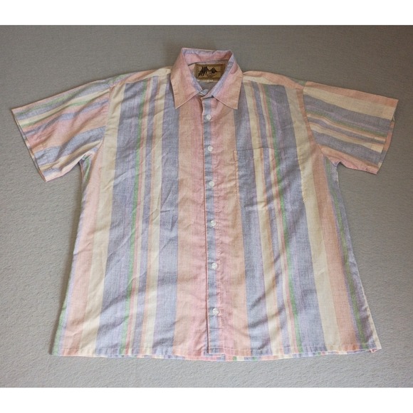 Fulton Street Other - Vtg Fulton Street Button Up Mens M Short Sleeved Pastel Stripes 90s, NWOT